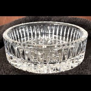 Artist signed Waterford Crystal Best Wishes Wine Bottle Coaster.  5" Diam.X1 1/2